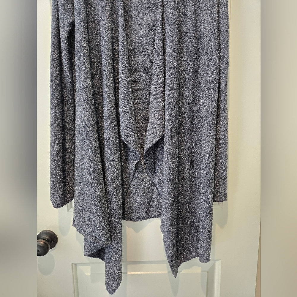 EUC- Barefoot Dreams Bamboo Chic Lite Navy & Grey Calypso Wrap Cardigan Size S/M - Picture 4 of 10